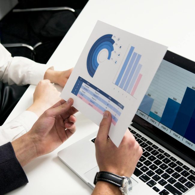 People discussing a report